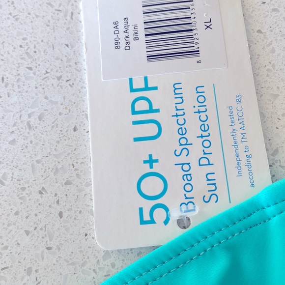 Cabana Life Sun UV Protection Aqua Bikini Top XL NWT 50+ Gold Padded - Picture 9 of 12